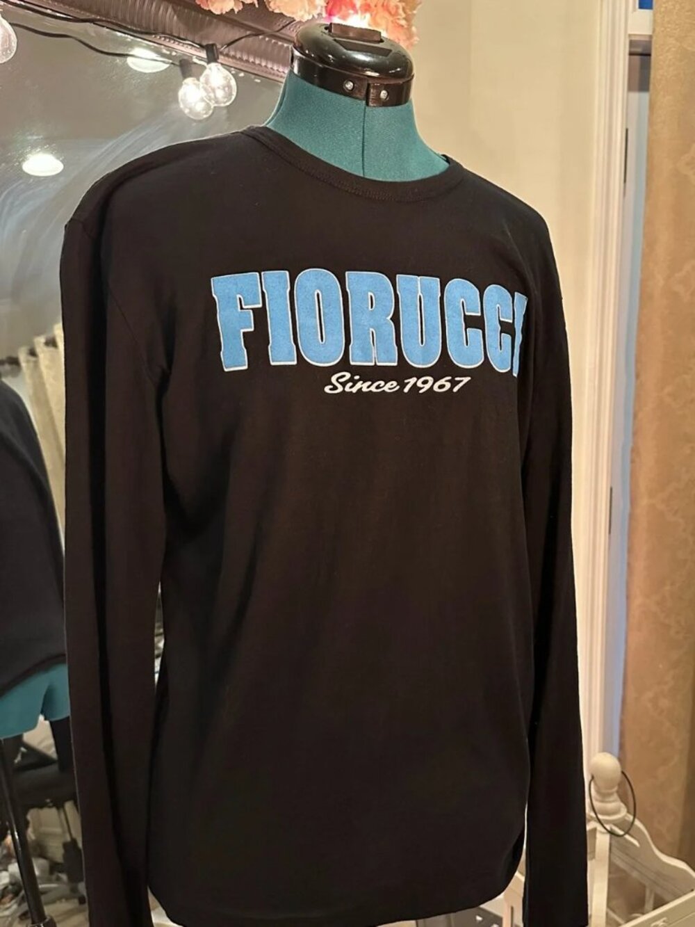 Fiorucci Black Long Sleeve Tee with Blue Logo